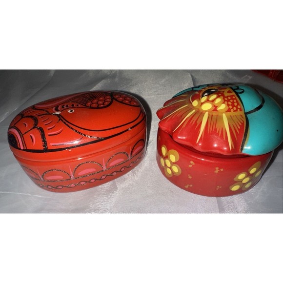 Talavera Pottery Trinket Box Dish w/ Lid Cozumel Mexican Handpainted Lot Of 2 - Picture 2 of 15